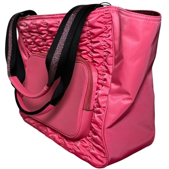 COACH RUCHED NYLON COURT Pink Tote Bag Diaper Bag Travel Bag Overnight Bag New - Picture 3 of 14